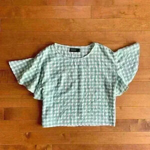 MINKPINK | Gingham short sleeve box top size L (fits small to med)
